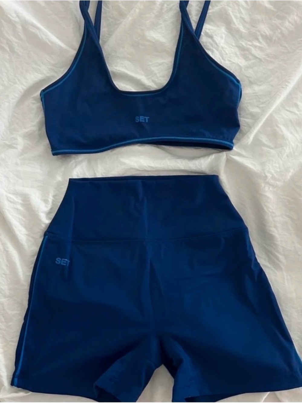 SET Active Deep Blue Sports Bra and High-Waist Shorts Set
